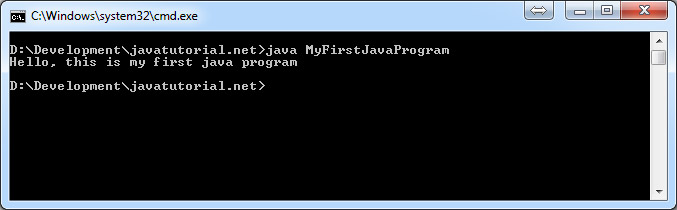 The result of executing our first java program