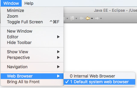 eclipse select web browser