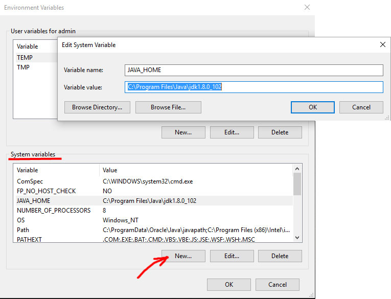how to add java_home environment variable in windows 10