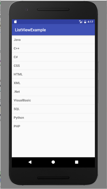 list view example