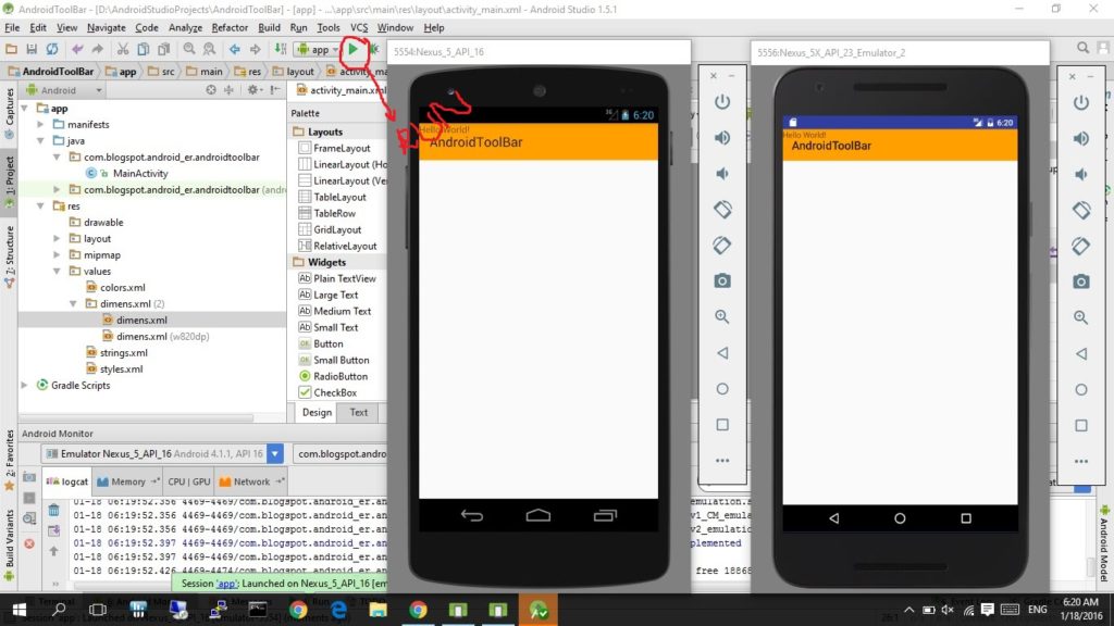 Android Studio screen